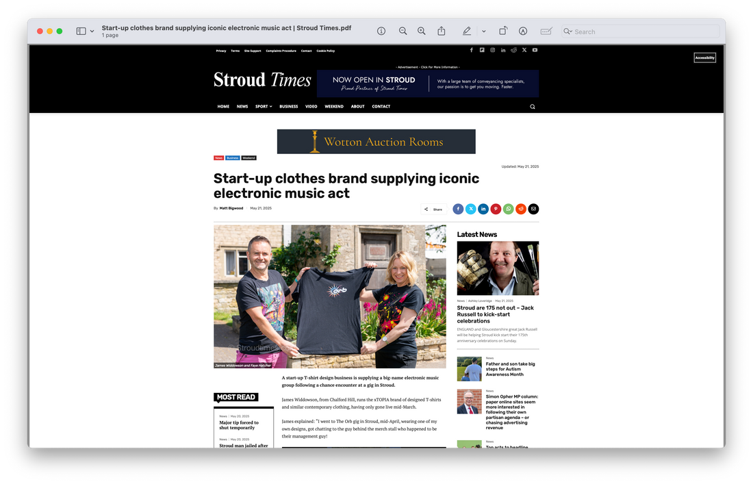 xTOPIA Clothing Interviewed by Stroud Times!