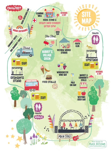 Chalfest Classic Map Print Adults T-shirt