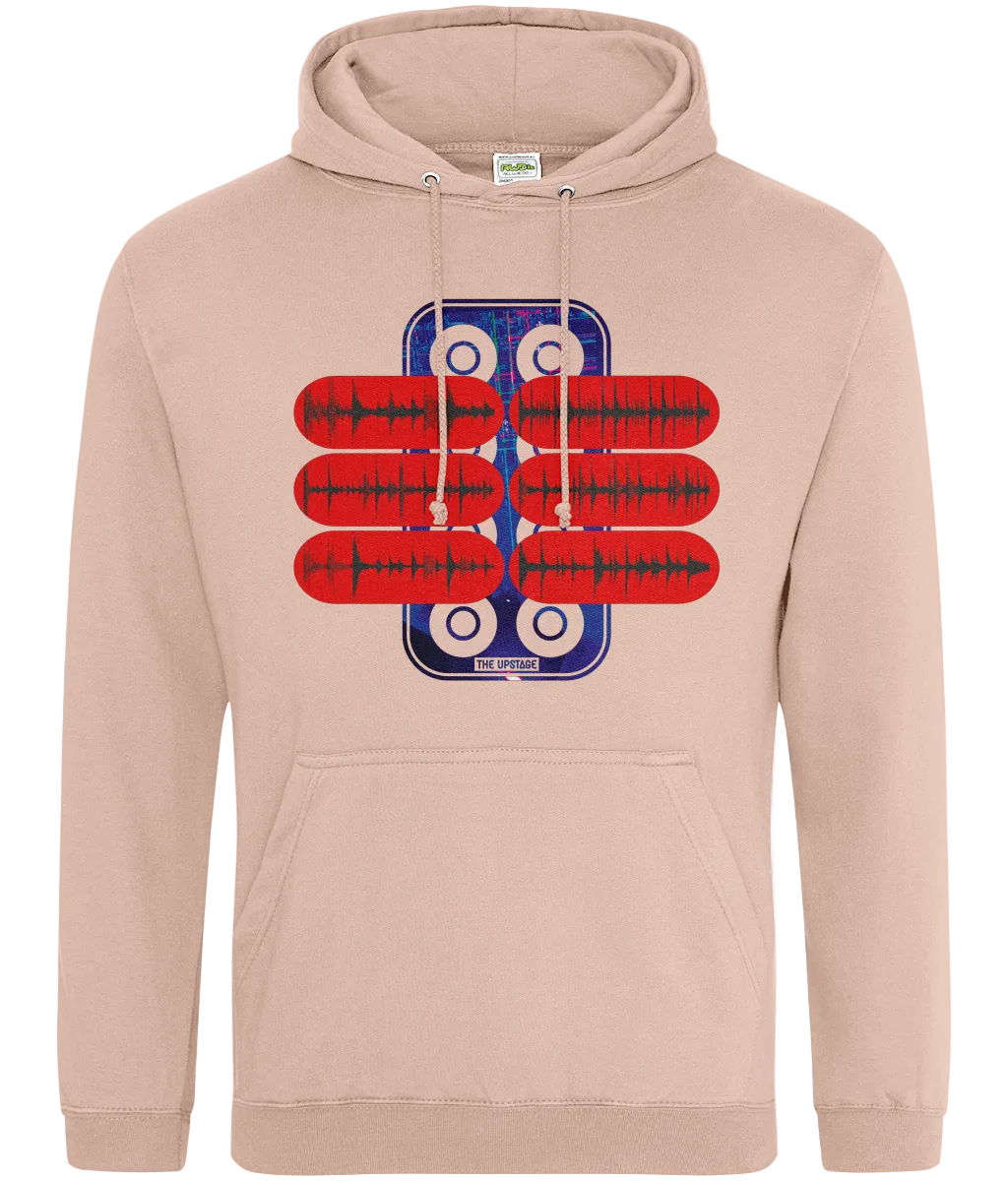 Beige hoodie with a breakbeats graphic design