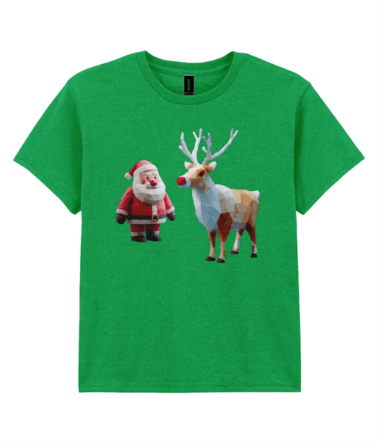 Isometric Xmas: Father Christmas and Rudolph - Child T-shirt