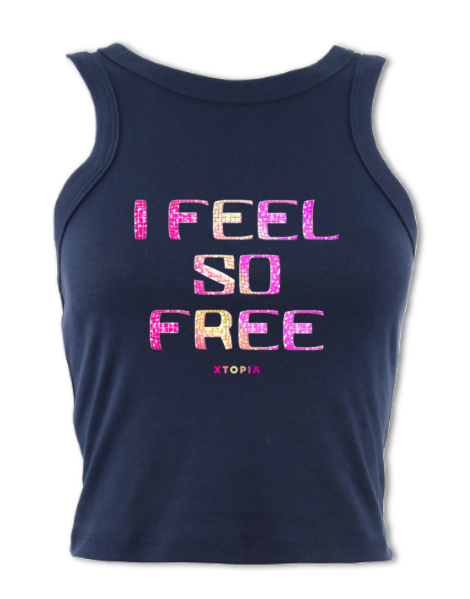 I Feel So Free (Pink) - micro-rib racer tank