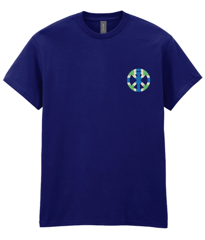 Navy t-shirt with XTOPIA monogram in Gloucestershire colours