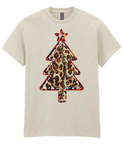 Leopard print tree: Natural - Adults T-shirt