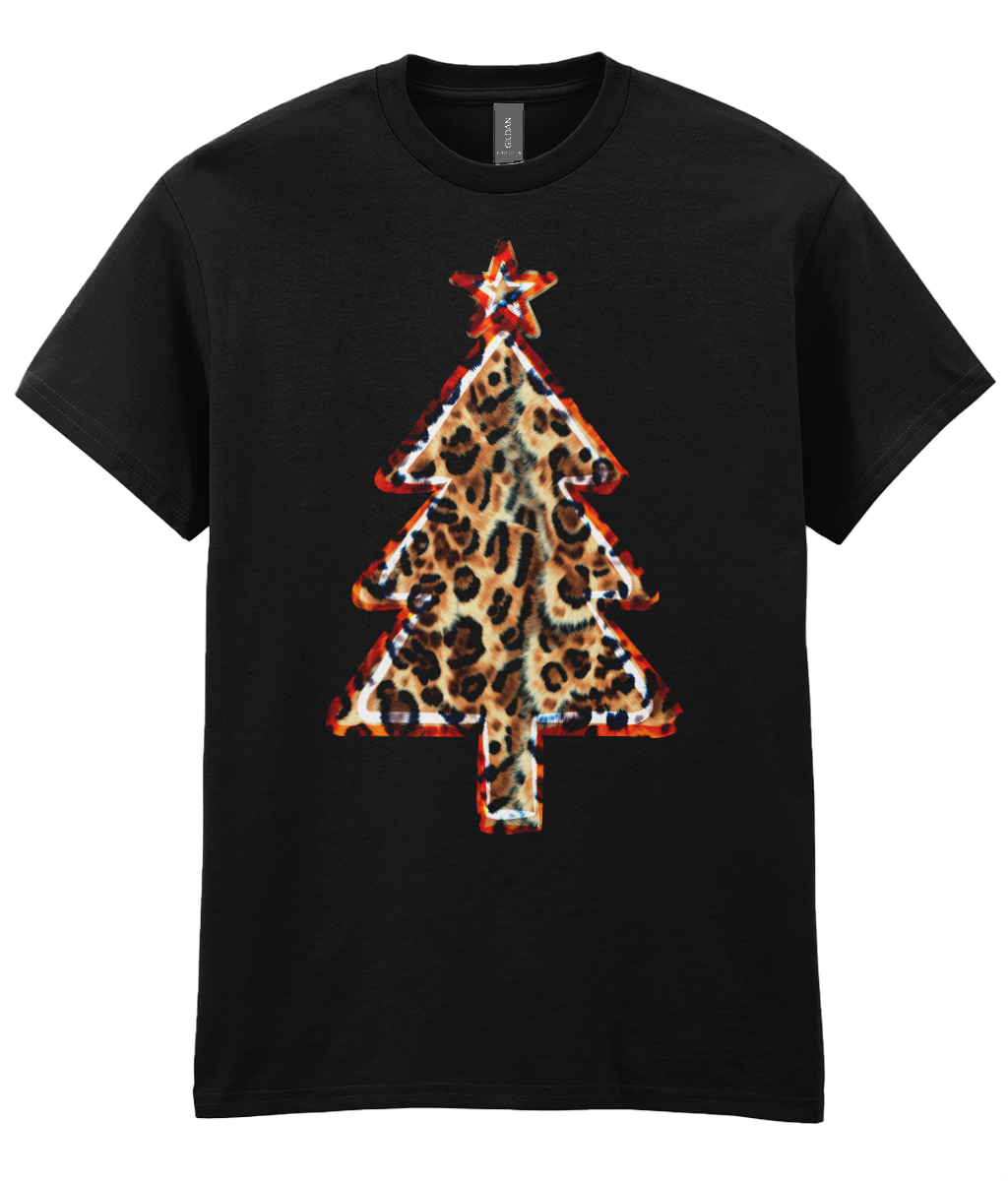 Leopard print tree: Natural - Adults T-shirt
