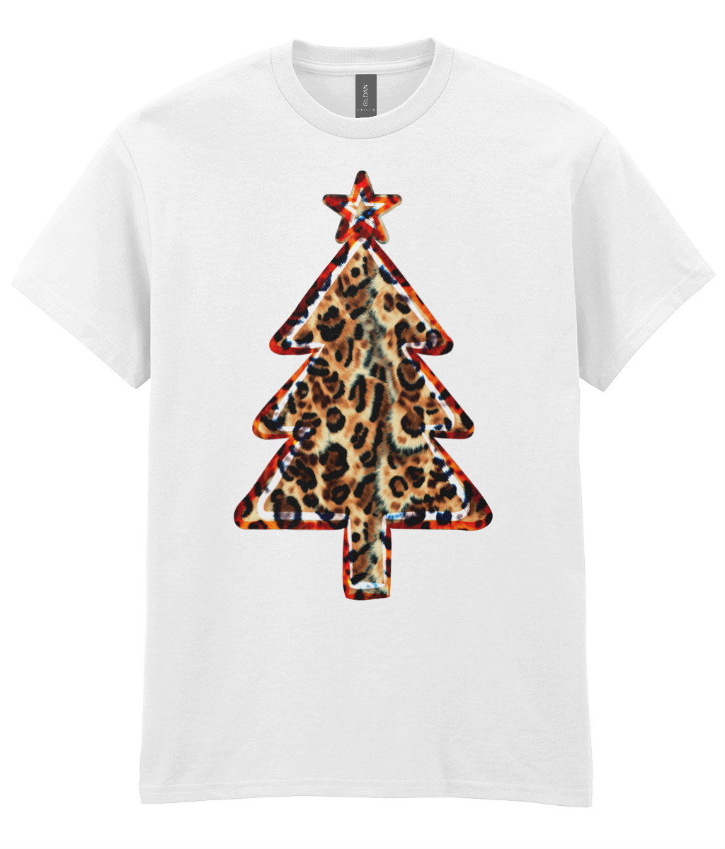 Leopard print tree: Natural - Adults T-shirt