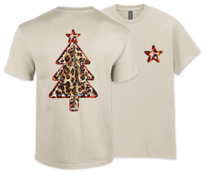 Leopard print tree: Natural - Adults T-shirt