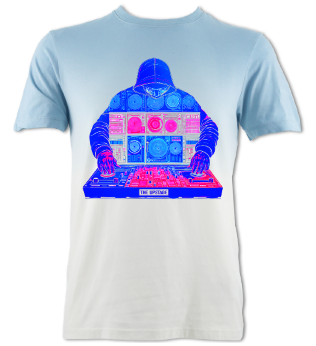 Upstage: Music Machine front Dip Dye 14+/Adults T-shirt