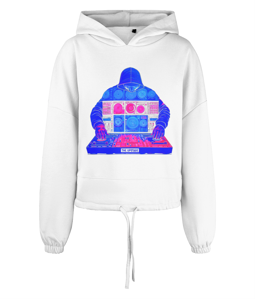 Upstage: Music Machine front 14+/Adults Cropped Oversize hoodie