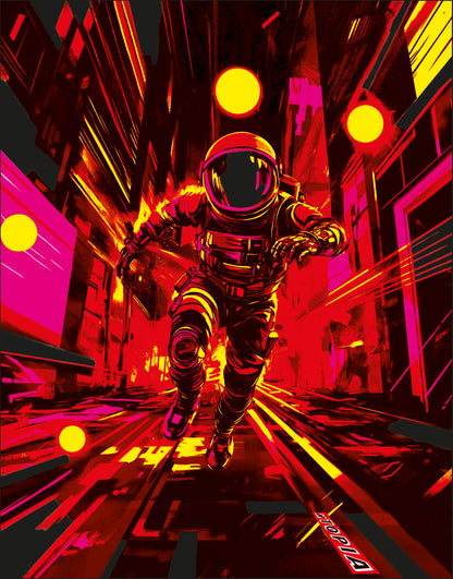 Dystopian Chase Adult T-shirt - Molten