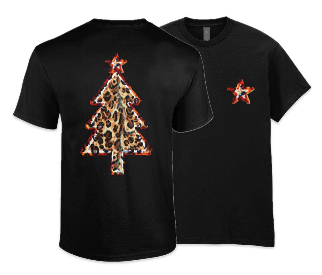 Leopard print tree: Natural - Adults T-shirt