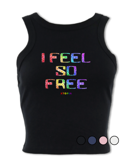 I Feel So Free (Rainbow) - micro-rib racer tank