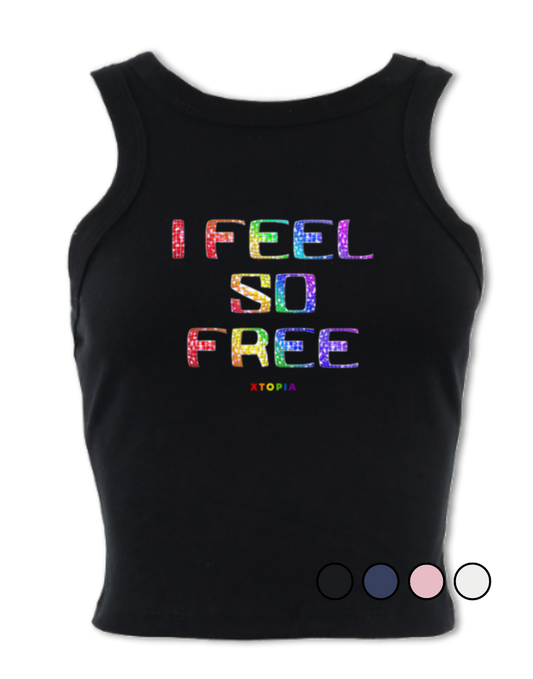 I Feel So Free (Rainbow) - micro-rib racer tank