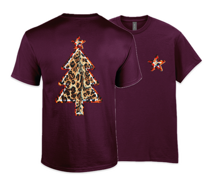 Leopard print tree: Natural - Adults T-shirt