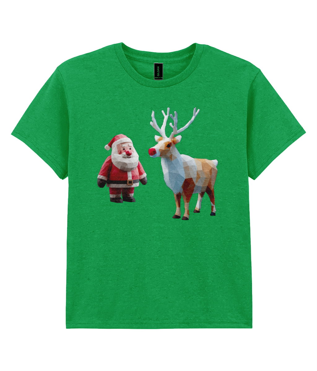 Isometric Xmas: Father Christmas and Rudolph - Child T-shirt