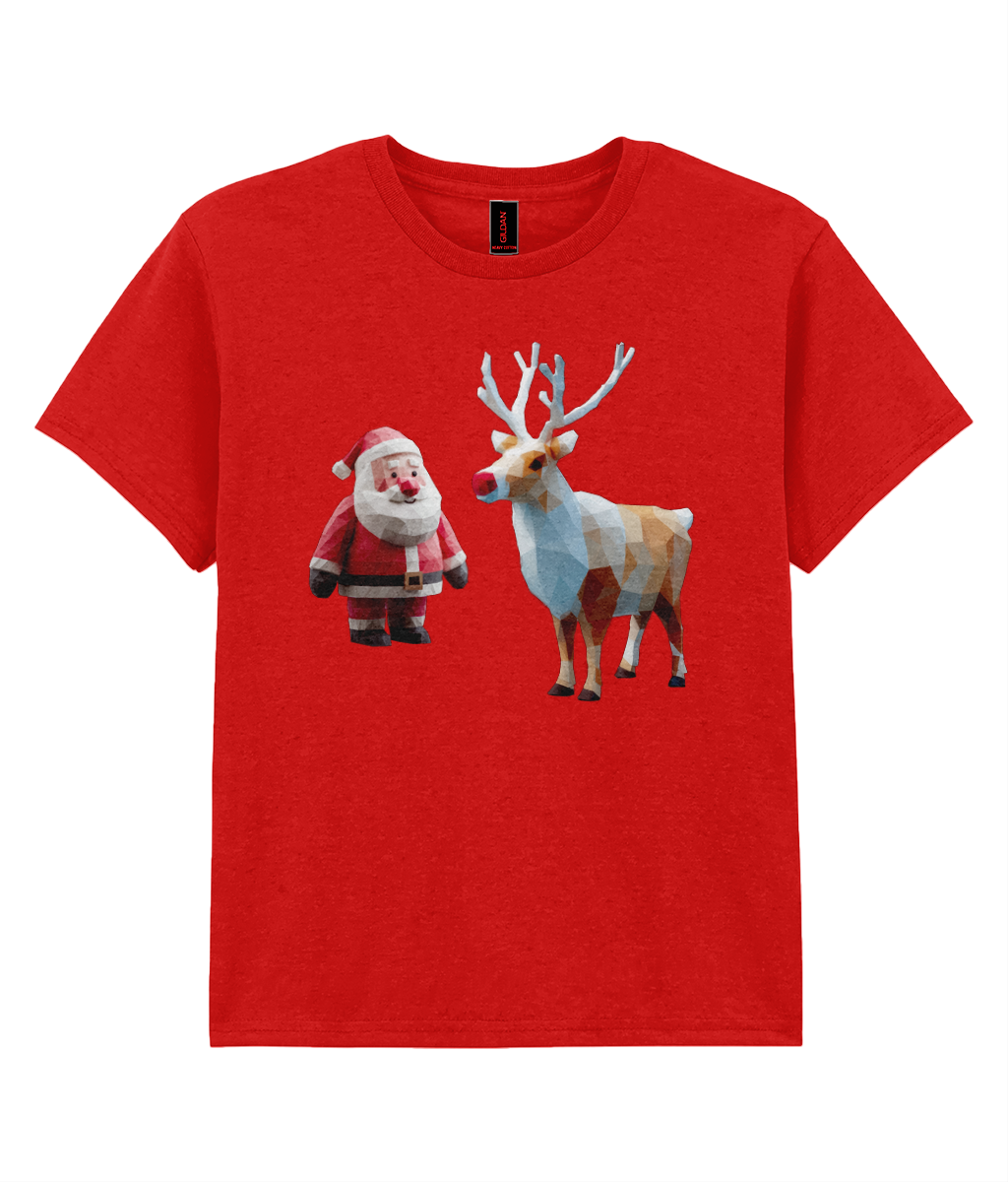 Isometric Xmas: Father Christmas and Rudolph - Child T-shirt