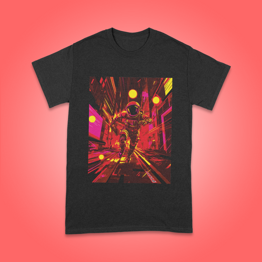 Dystopian Chase Adult T-shirt - Molten