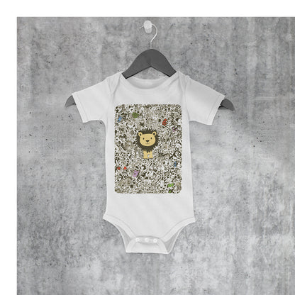 Lion Cub Doodle Baby Bodysuit