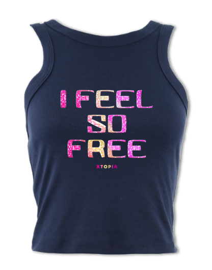 I Feel So Free (Pink) - micro-rib racer tank