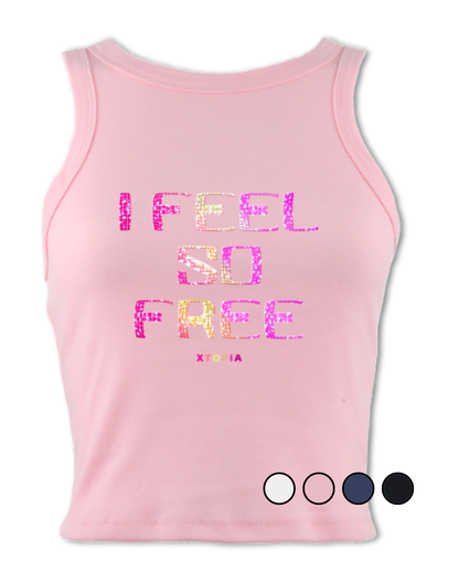 I Feel So Free (Pink) - micro-rib racer tank
