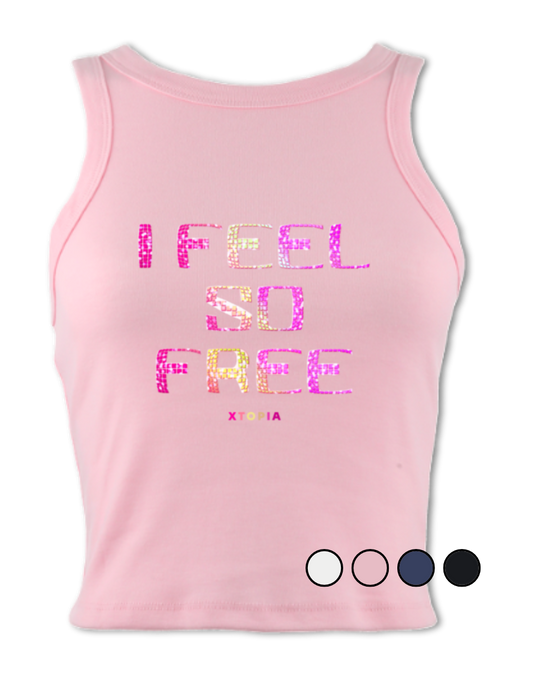 I Feel So Free (Pink) - micro-rib racer tank