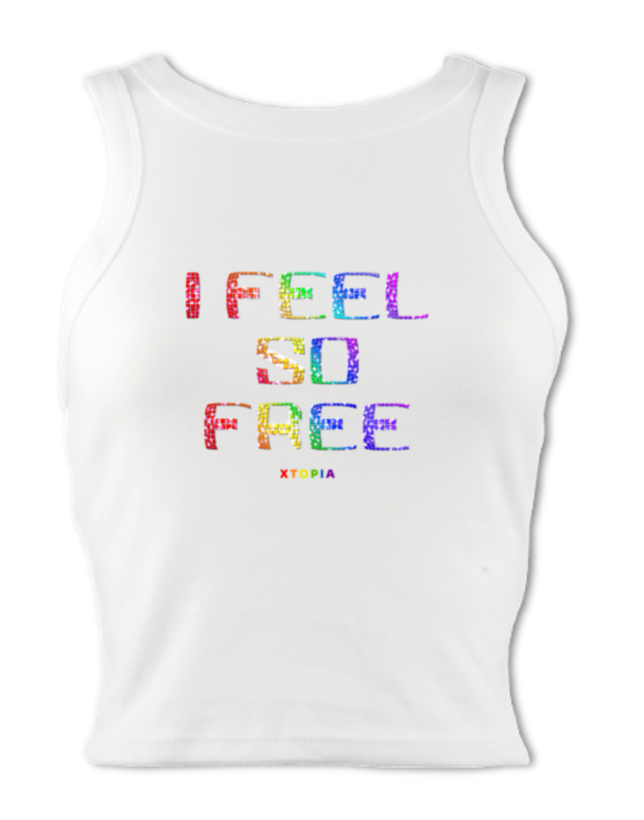 I Feel So Free (Rainbow) - micro-rib racer tank