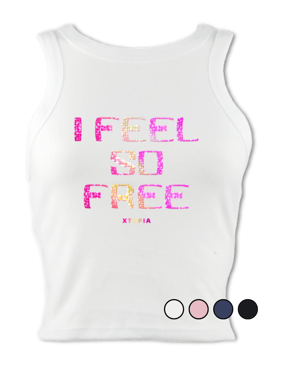 I Feel So Free (Pink) - micro-rib racer tank