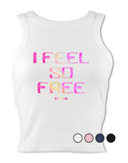 I Feel So Free (Pink) - micro-rib racer tank